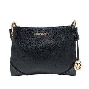 Michael Kors Black Leather Nicole Triple Comartment Crossbody Bag